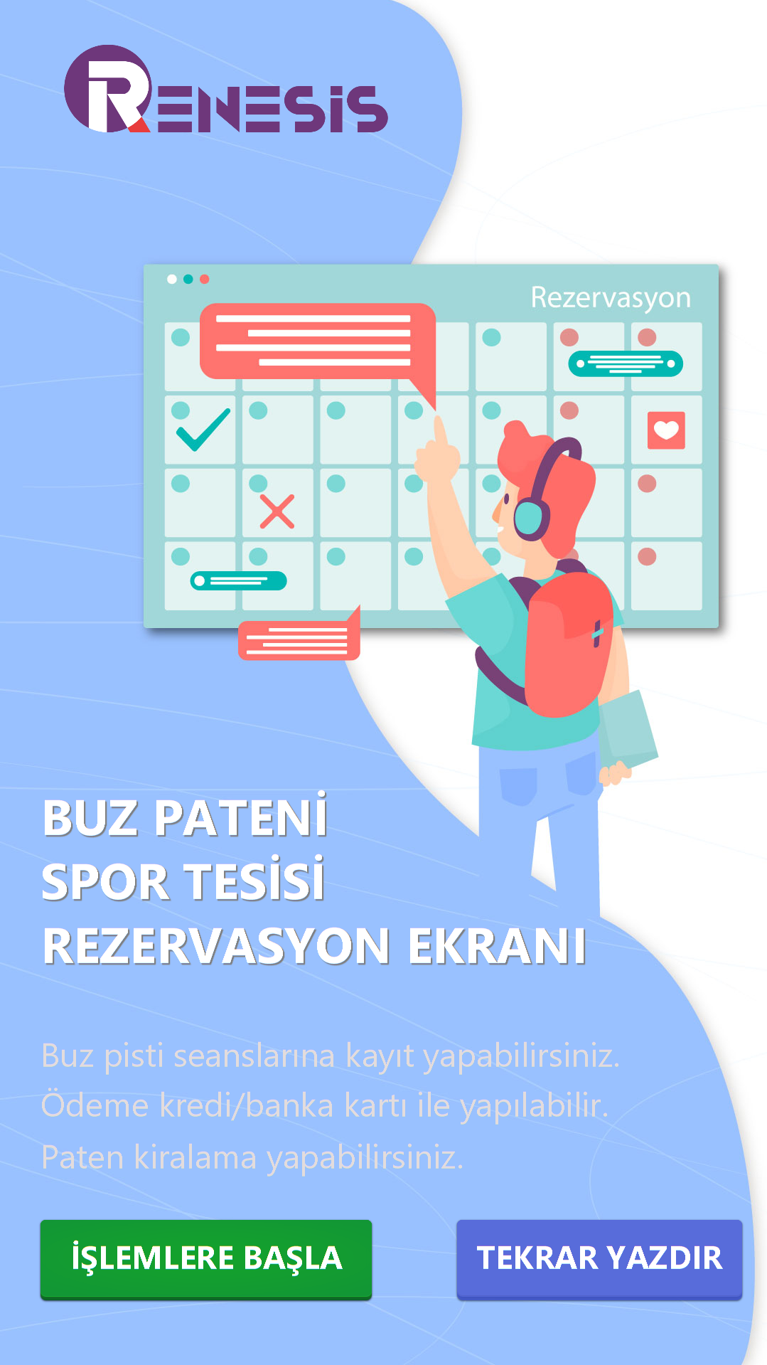 Rezervasyon kiosku karşılama ekranı